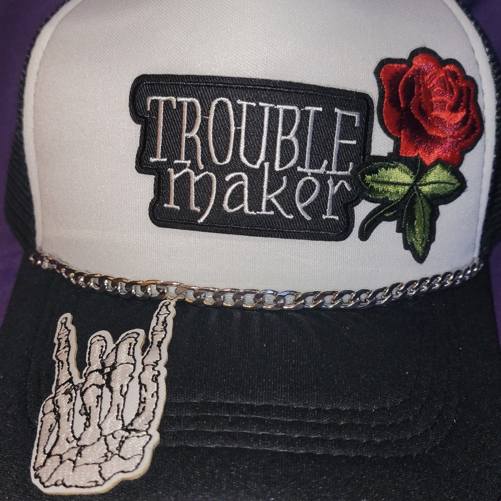 Handmade Trucker Hat with Rose Patch - Picture 3 of 5